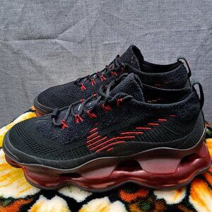 Nike Black and Red Knit Athletic Shoes